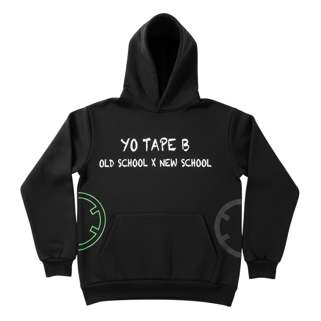 Tape B - Old School x New School Hoodie - Black – TAPE B OFFICIAL