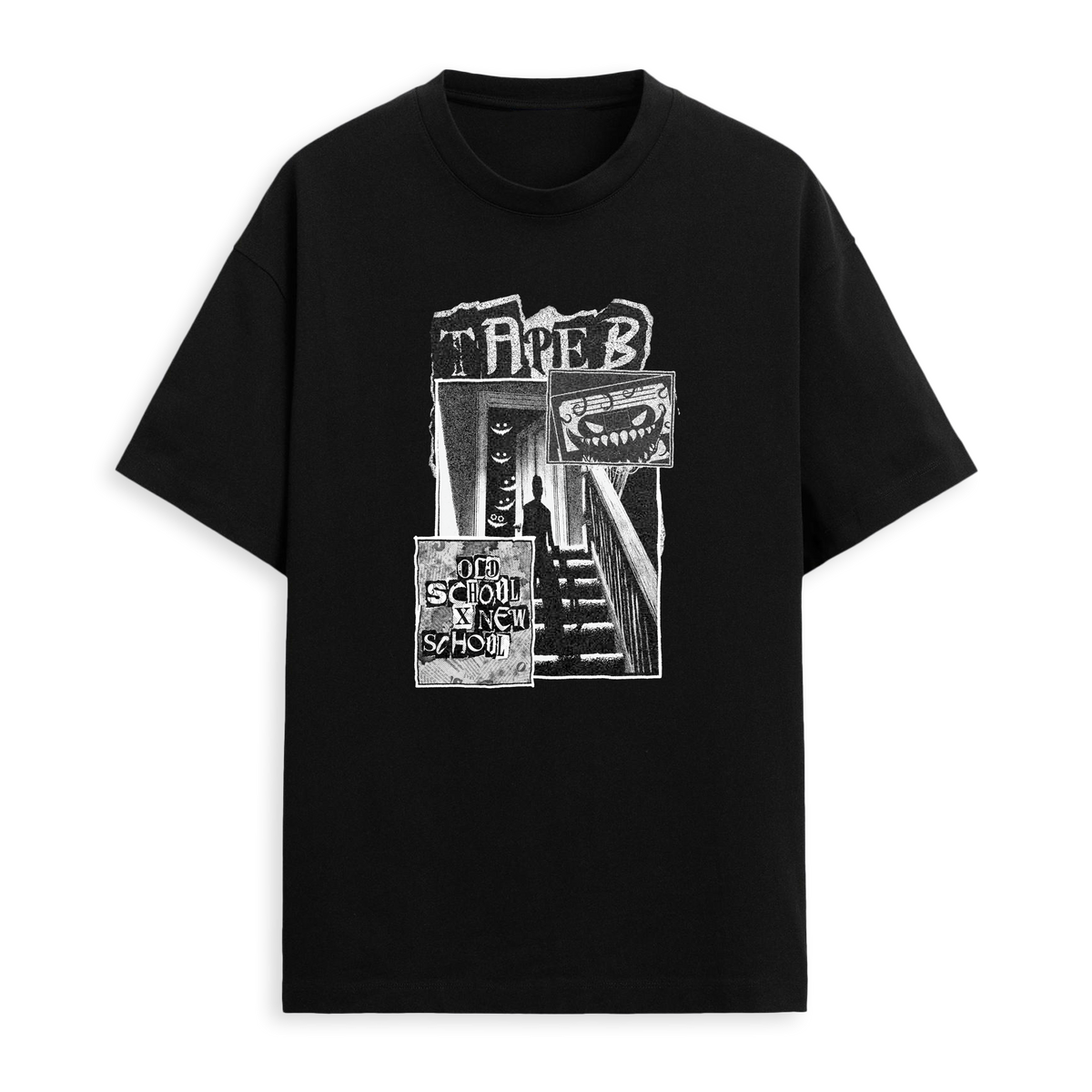 Tape B - Monsters In The Attic Oversized Tee - Black